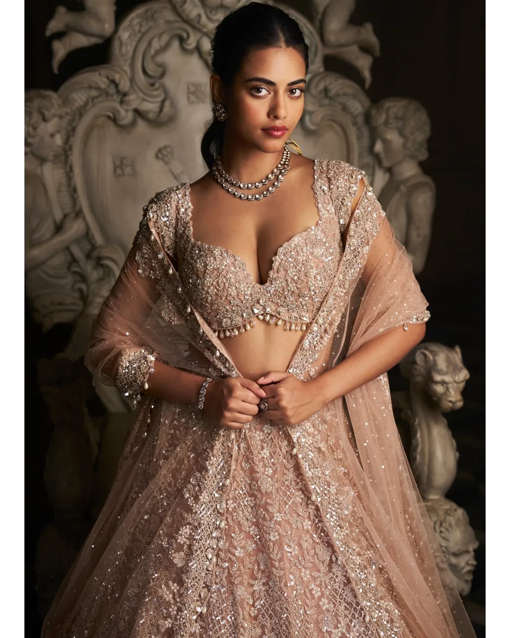 Champagne Sequin Lehenga Set