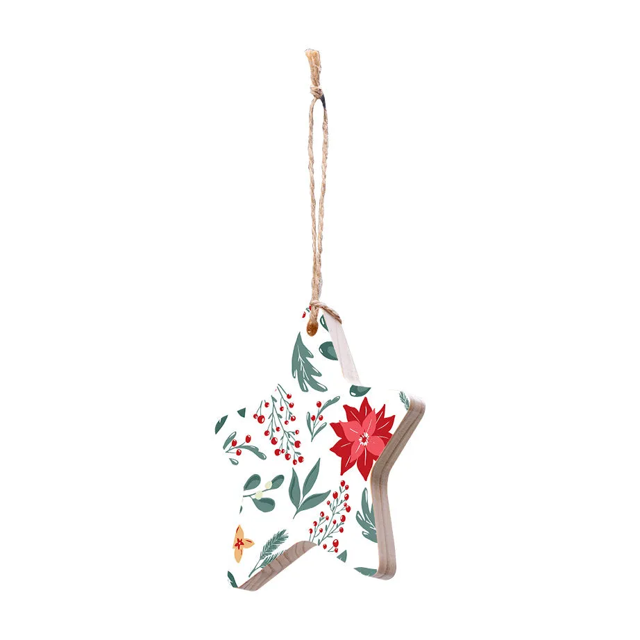 Christmas Decorations DECK THE HALLS II- Wooden Xmas Star And Fridge Magnet