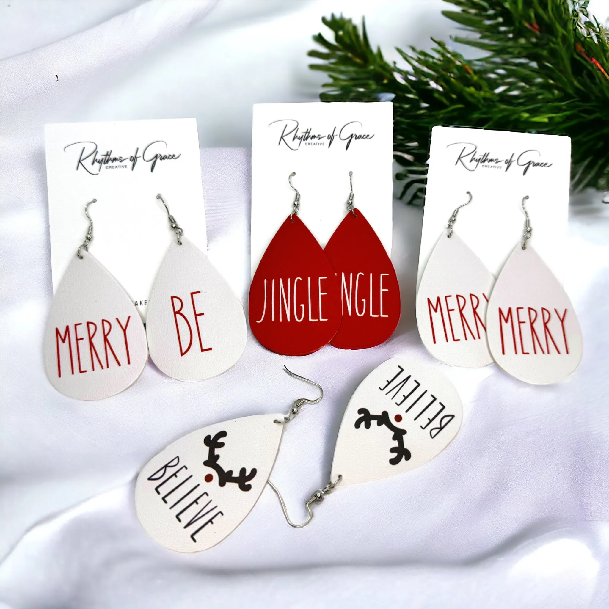 Christmas Earrings - Christmas Tree Earrings, Santa Costume, Christmas Jewelry, Handmade Earrings, Rudolph the Red Nosed Reindeer, Snowflake Earring