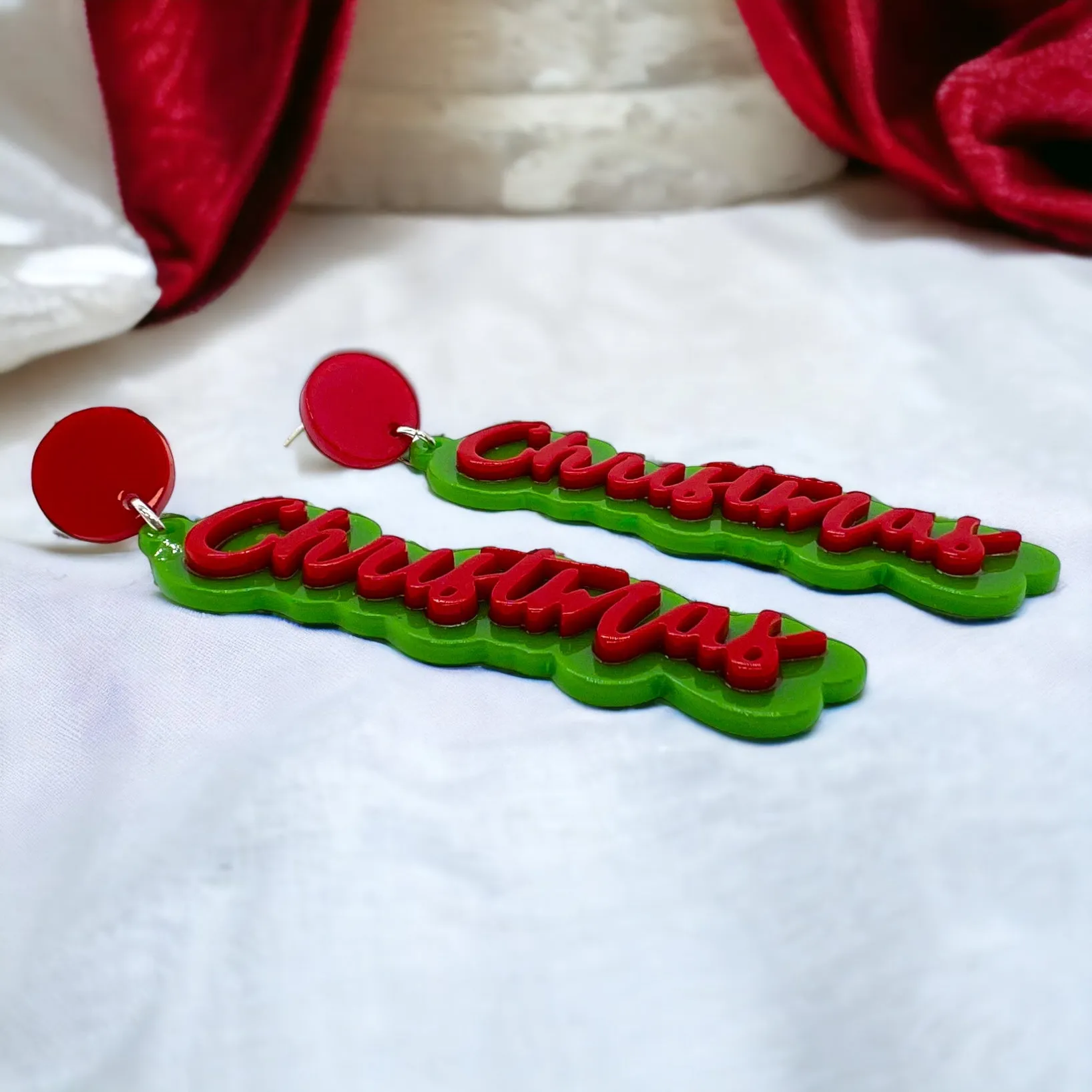 Christmas Earrings - Naughty or Nice, Red and Green Earrings