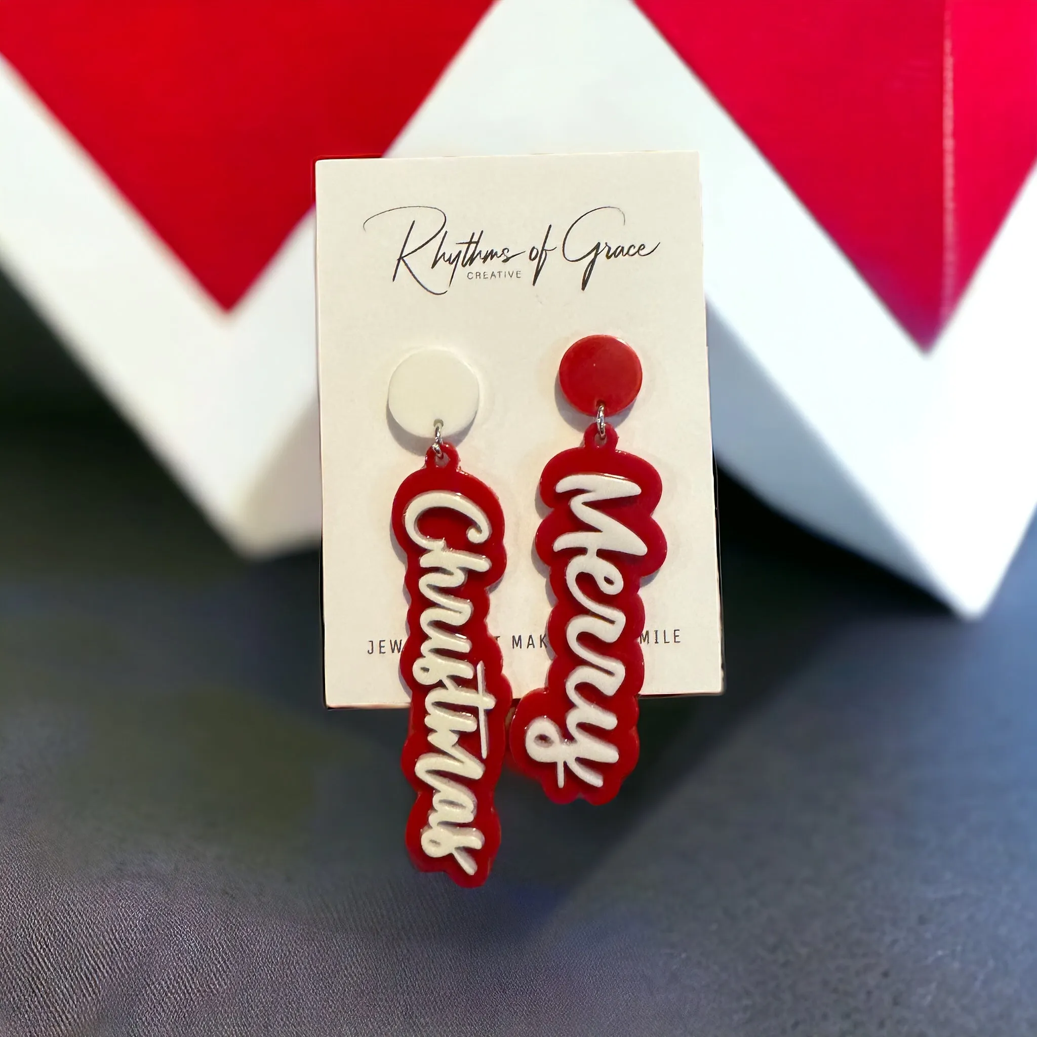 Christmas Earrings - Naughty or Nice, Red and Green Earrings