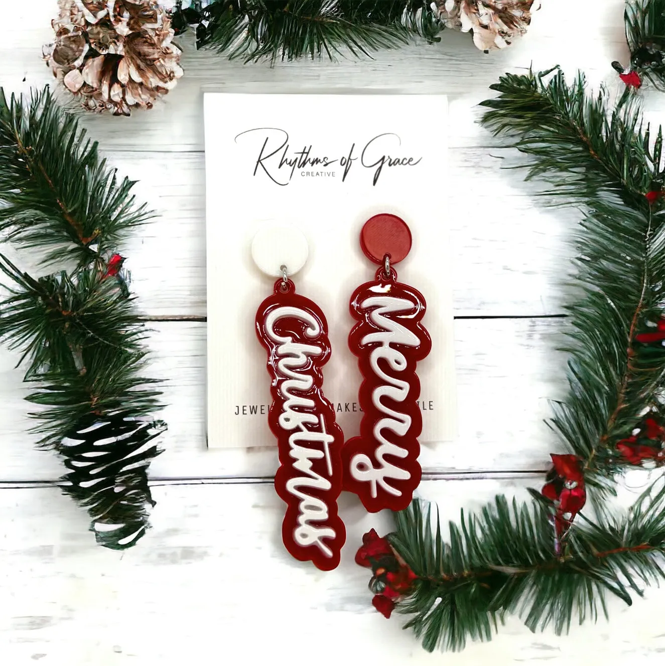 Christmas Earrings - Naughty or Nice, Red and Green Earrings