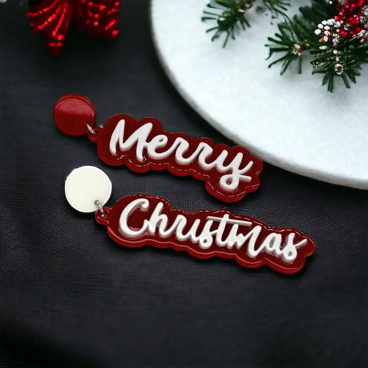 Christmas Earrings - Naughty or Nice, Red and Green Earrings