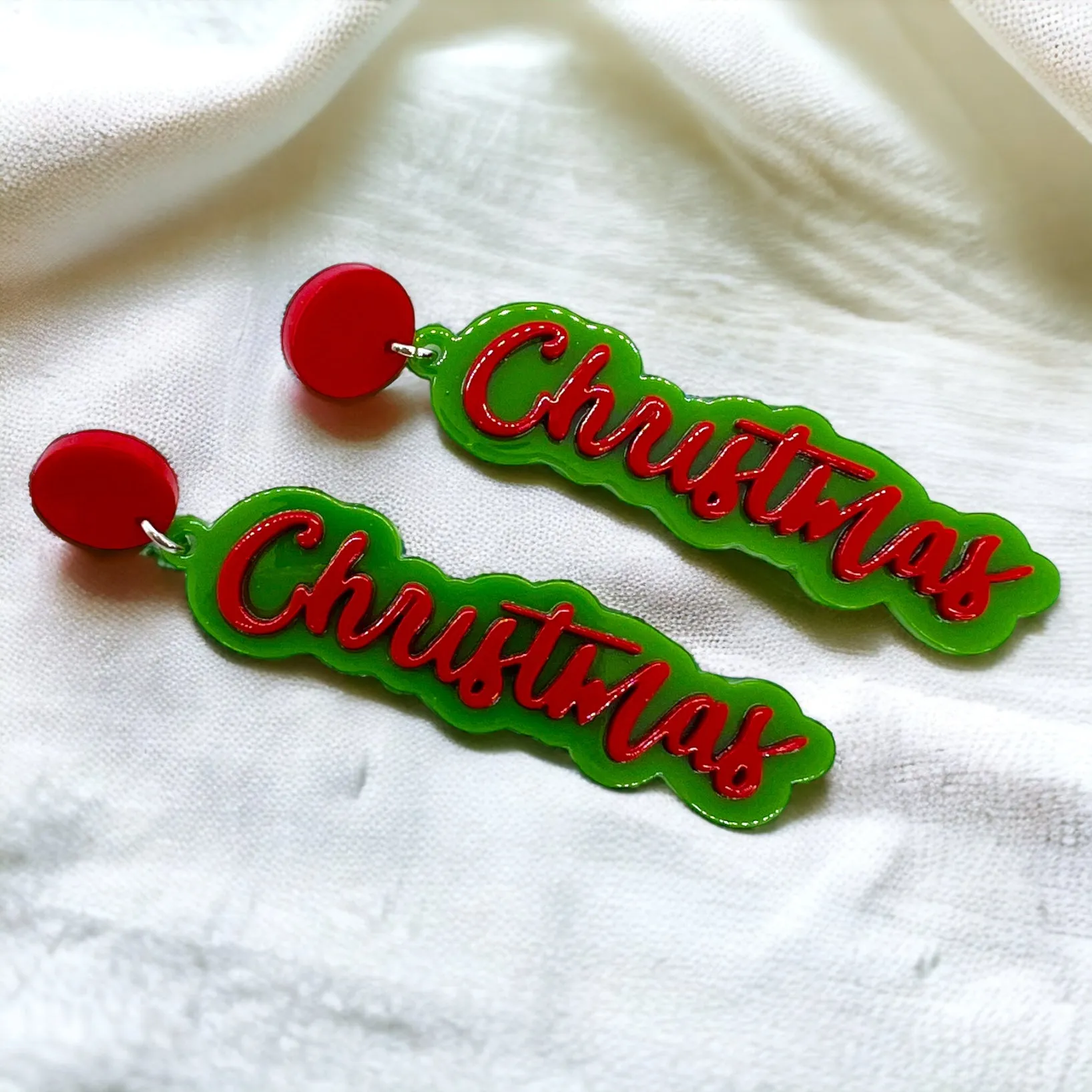 Christmas Earrings - Naughty or Nice, Red and Green Earrings