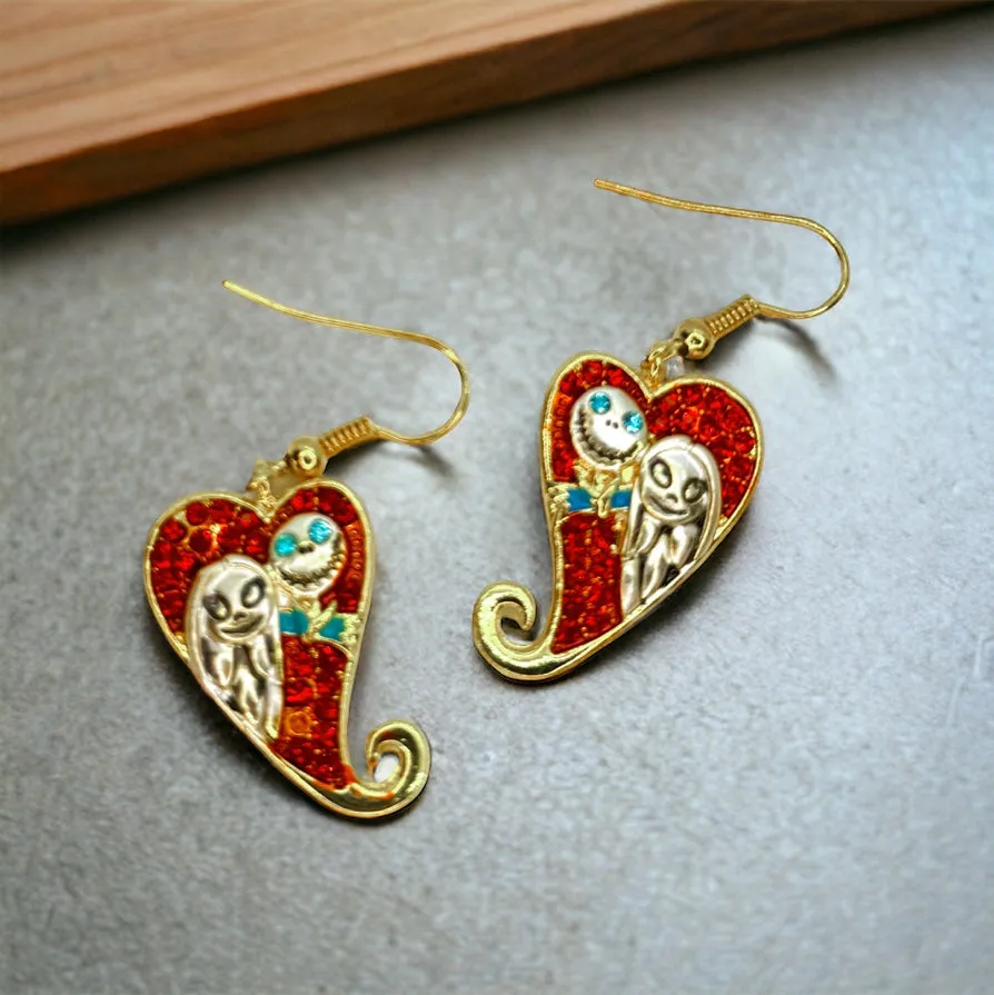 Christmas Earrings - Nightmare Before Christmas, Christmas Jewelry, Handmade Earrings, Holiday Earrings