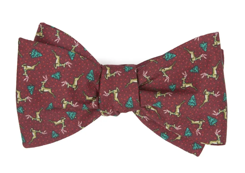 Christmas Fleet Burgundy Bow Tie
