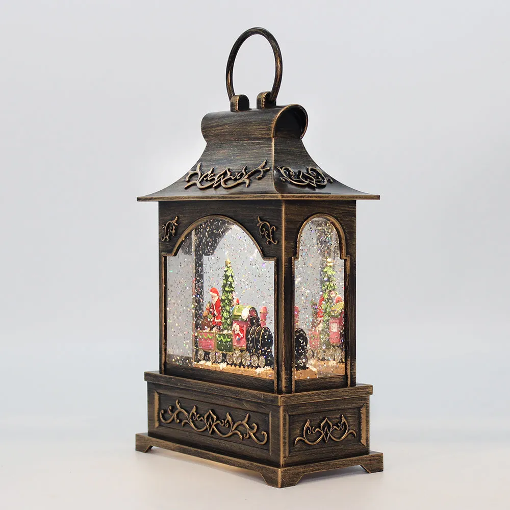 Christmas Musical Water Lantern Santa's Train with Swirling Confetti LED Lights