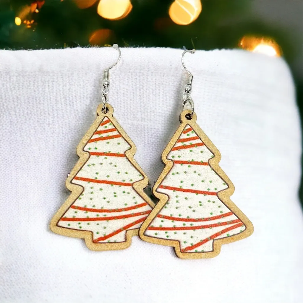 Christmas Tree Earrings, Christmas Tree Snack Cake, Christmas Earrings, Christmas Jewelry, Little Debbie Snack Cake, Handmade Earrings