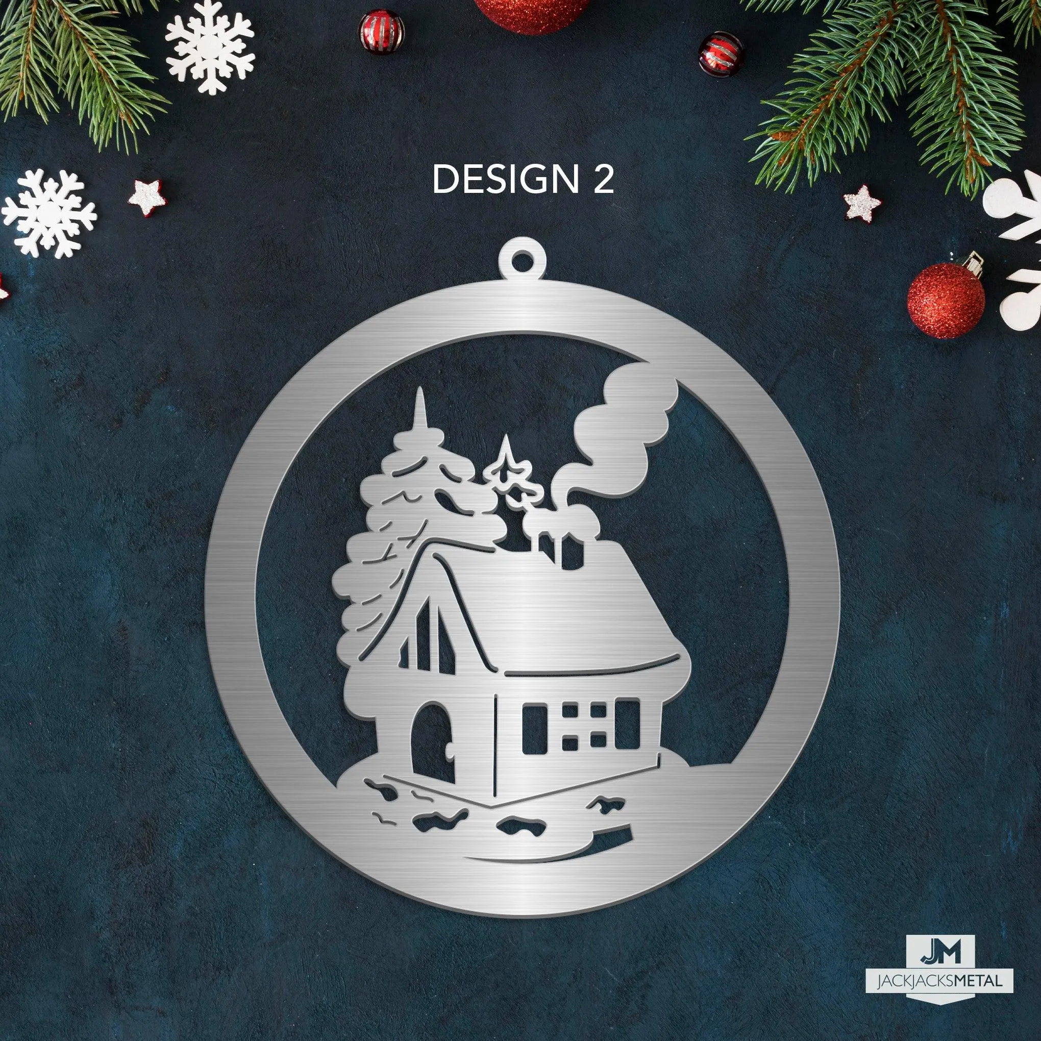 Christmas Tree Ornament - Circle Metal Ornament - Unique Christmas Ornament - Sold by piece