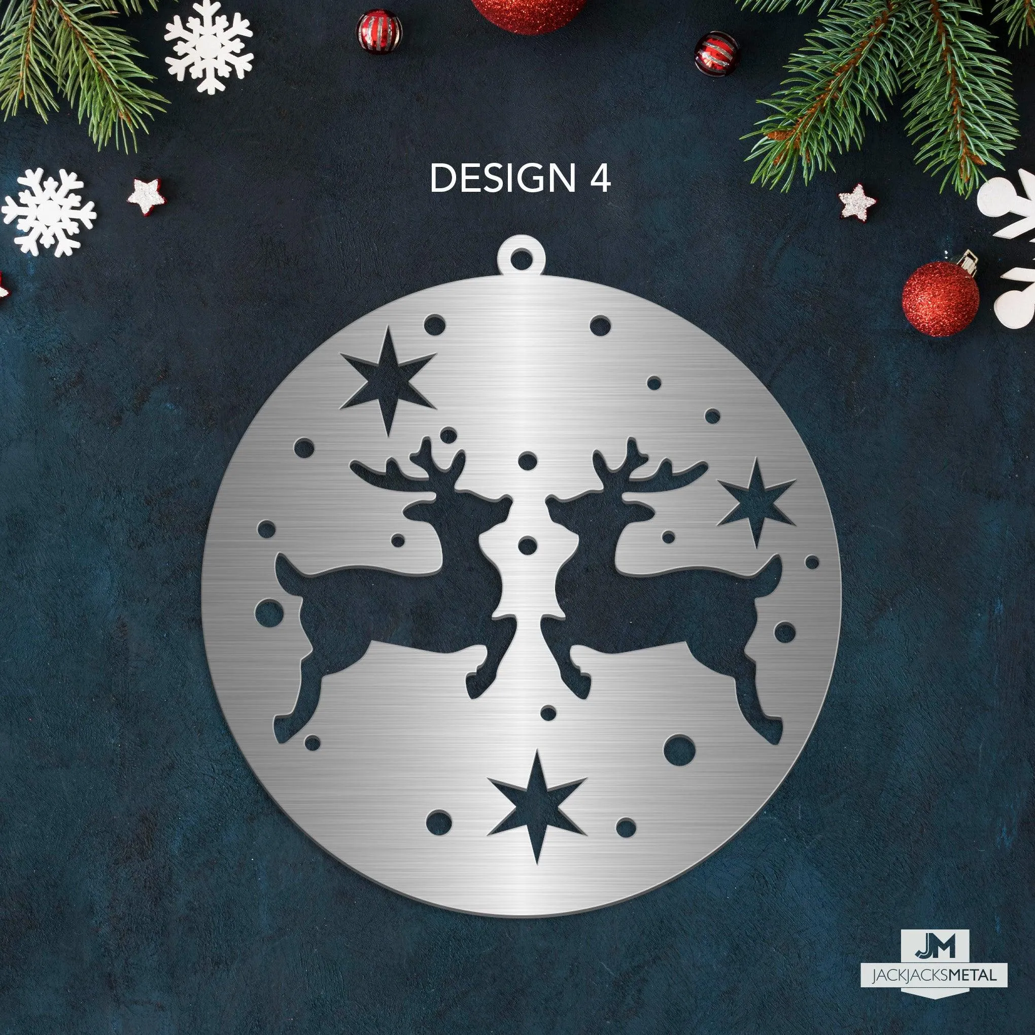 Christmas Tree Ornament - Circle Metal Ornament - Unique Christmas Ornament - Sold by piece