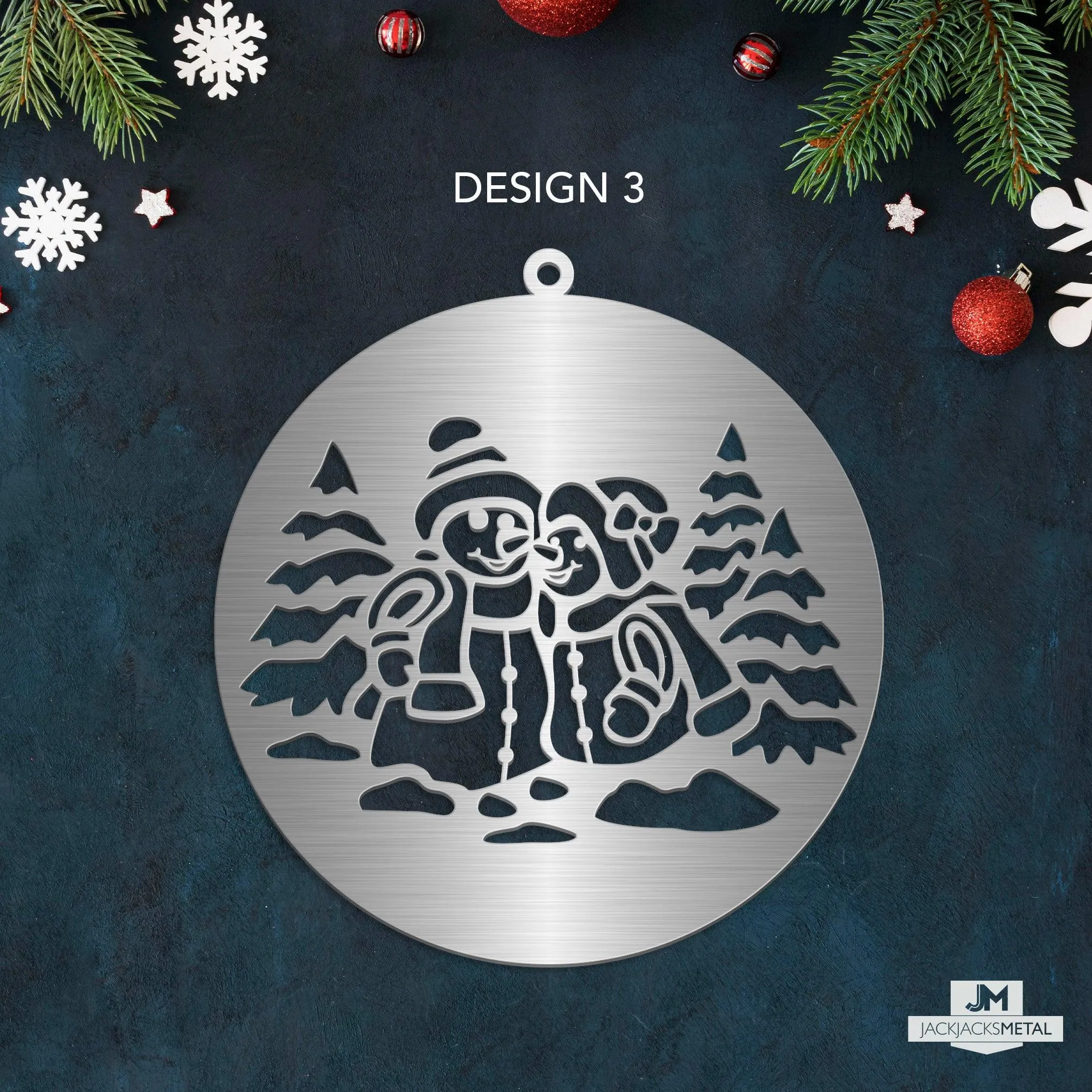 Christmas Tree Ornament - Circle Metal Ornament - Unique Christmas Ornament - Sold by piece