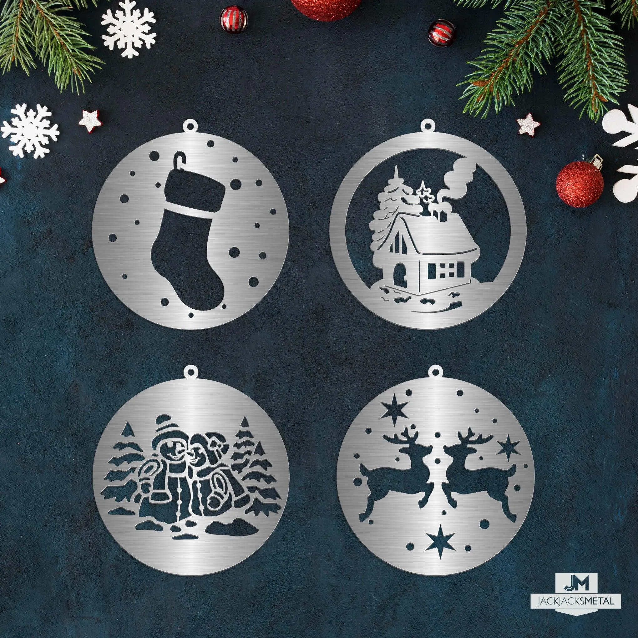 Christmas Tree Ornament - Circle Metal Ornament - Unique Christmas Ornament - Sold by piece