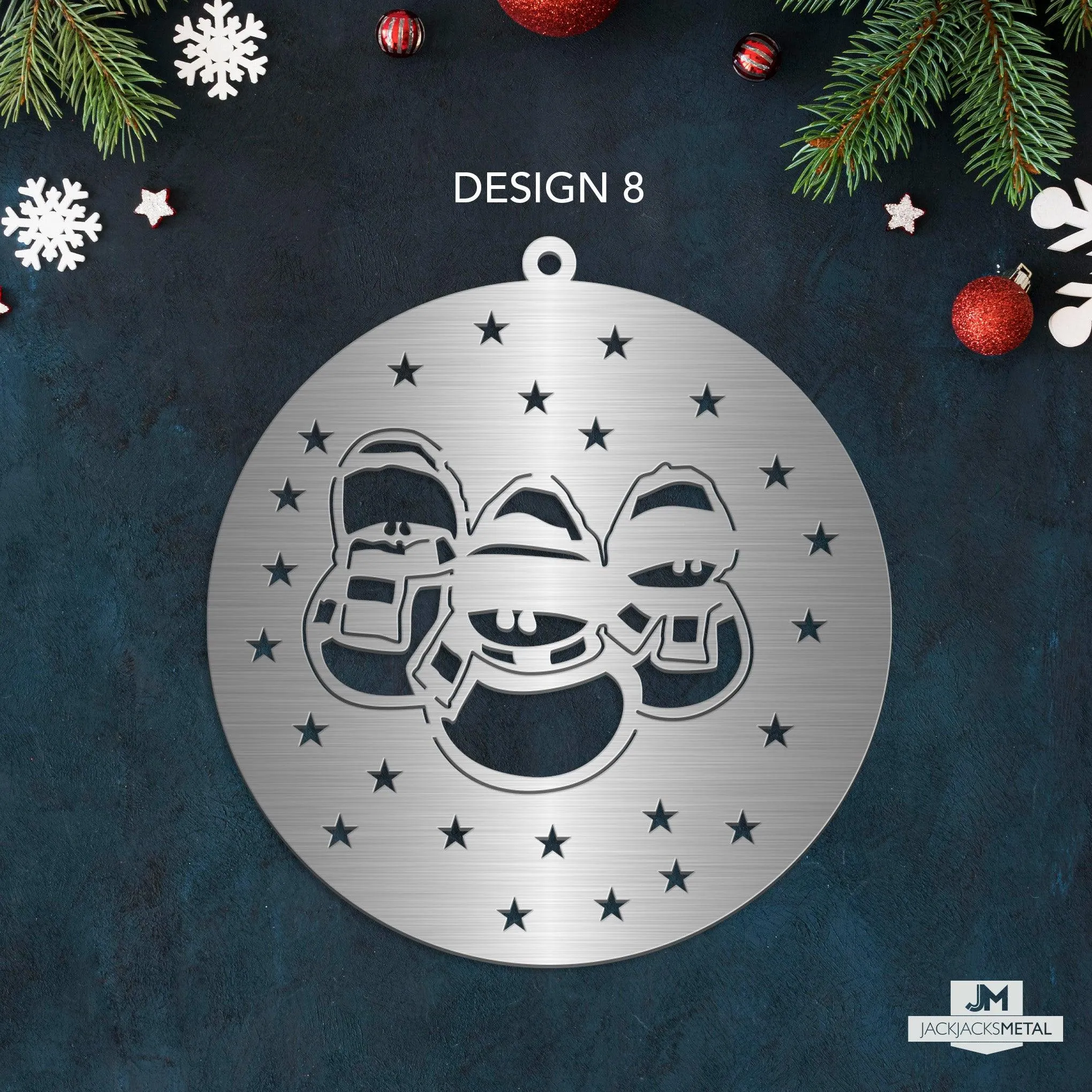 Christmas Tree Ornament - Circle Metal Ornament - Unique Christmas Ornament - Sold by piece