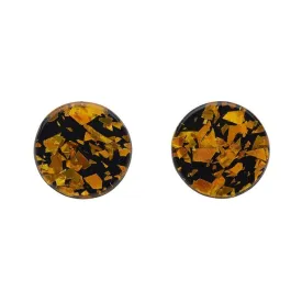 Circle Chunky Glitter Resin Stud Earrings - Holographic Yellow