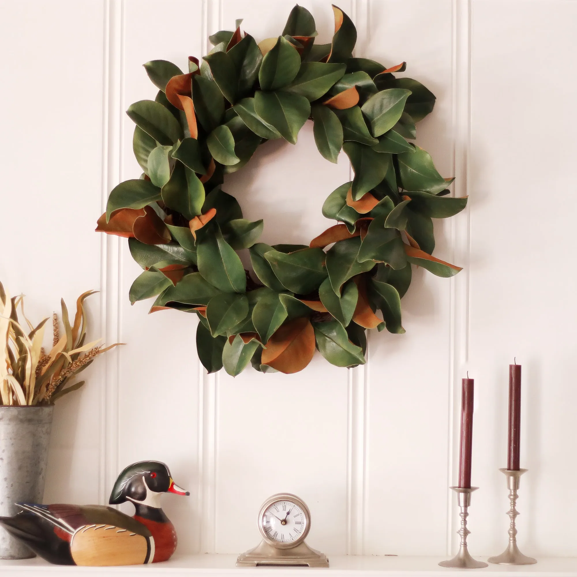 Classic Real Touch Magnolia Leaf All Seasons Front Door Wreath 24"