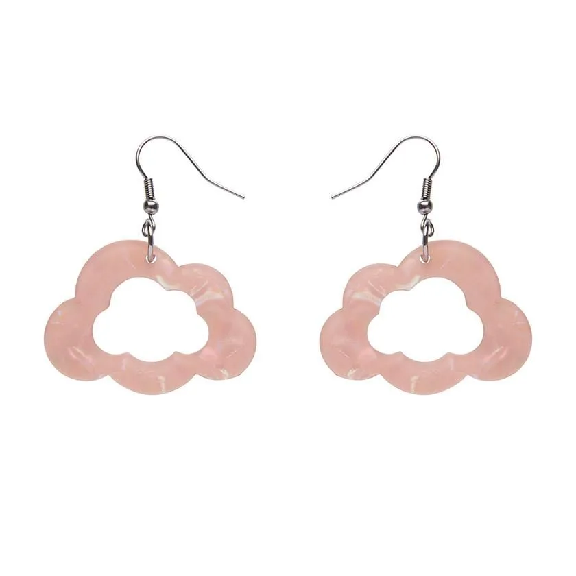 Cloud Solid Glitter Resin Drop Earrings - Pink