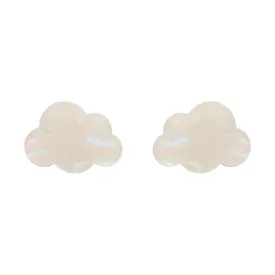 Cloud Solid Glitter Resin Stud Earrings -White