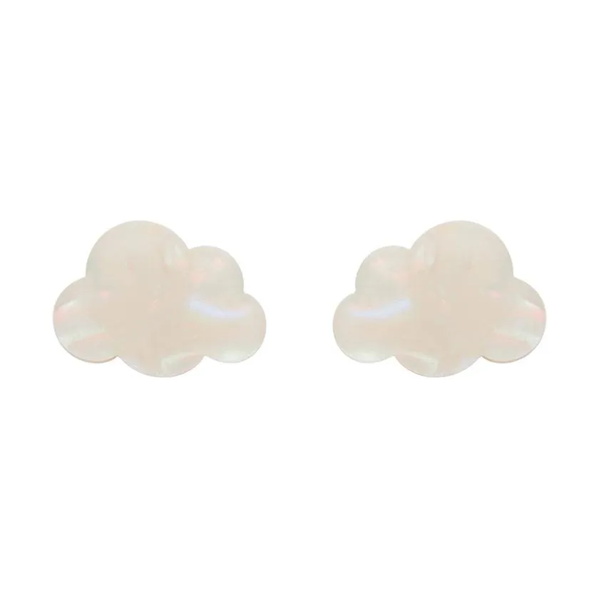 Cloud Solid Glitter Resin Stud Earrings -White