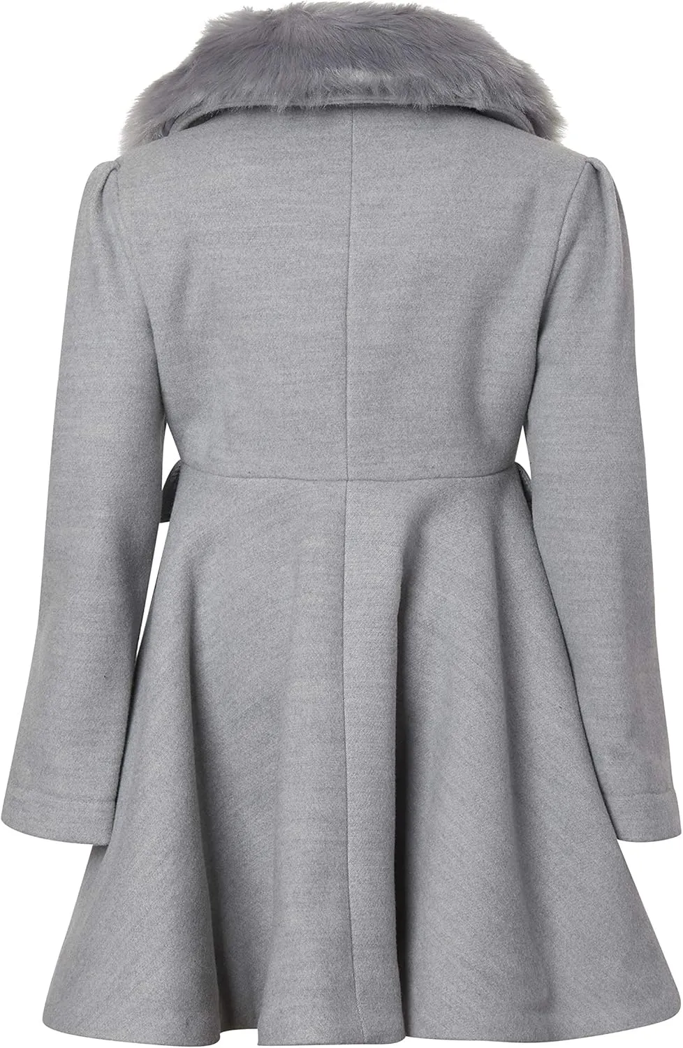 Cremson Girls? Wool Look Princess Winter Dress Pea Coat Jacket Faux Fur Collar