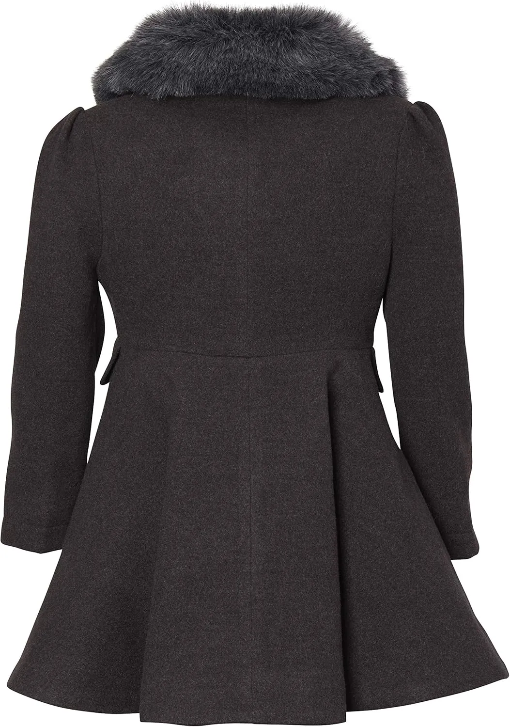Cremson Girls? Wool Look Princess Winter Dress Pea Coat Jacket Faux Fur Collar