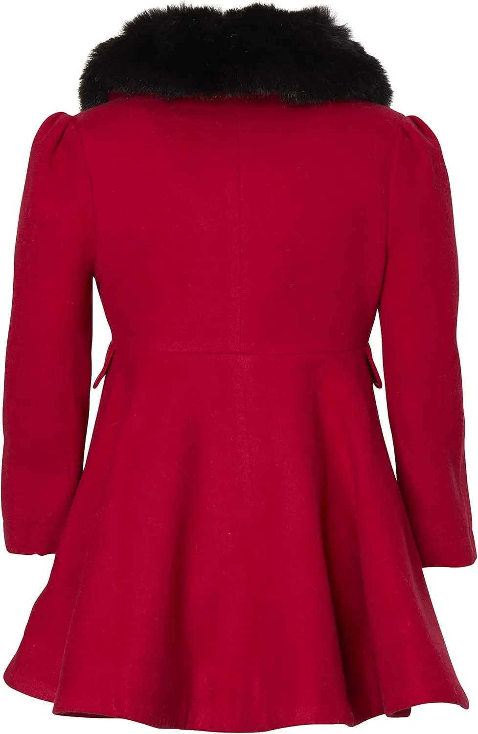 Cremson Girls? Wool Look Princess Winter Dress Pea Coat Jacket Faux Fur Collar
