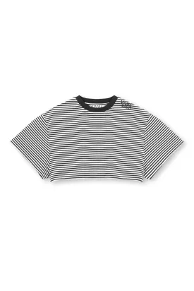 Cropped T-Shirt Sue (Schwarz-Weiß)