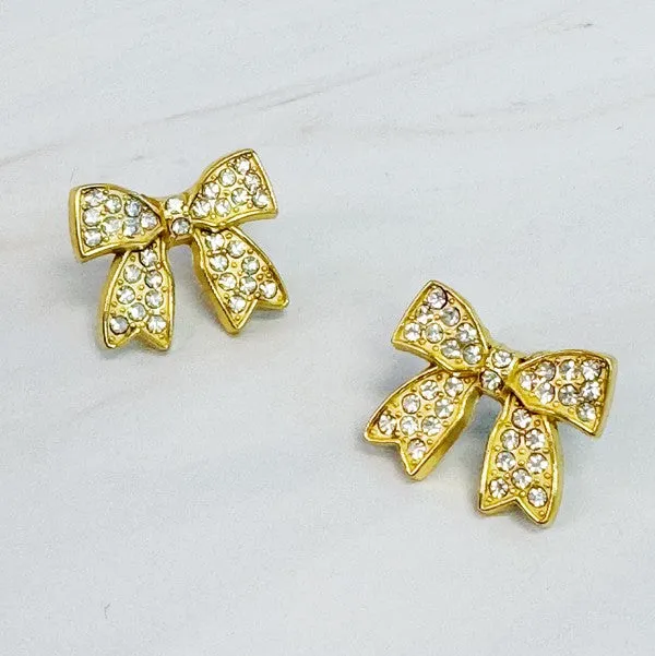 Crystal Bow Stud Earrings