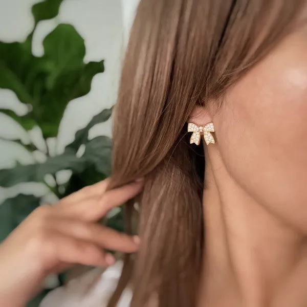 Crystal Bow Stud Earrings