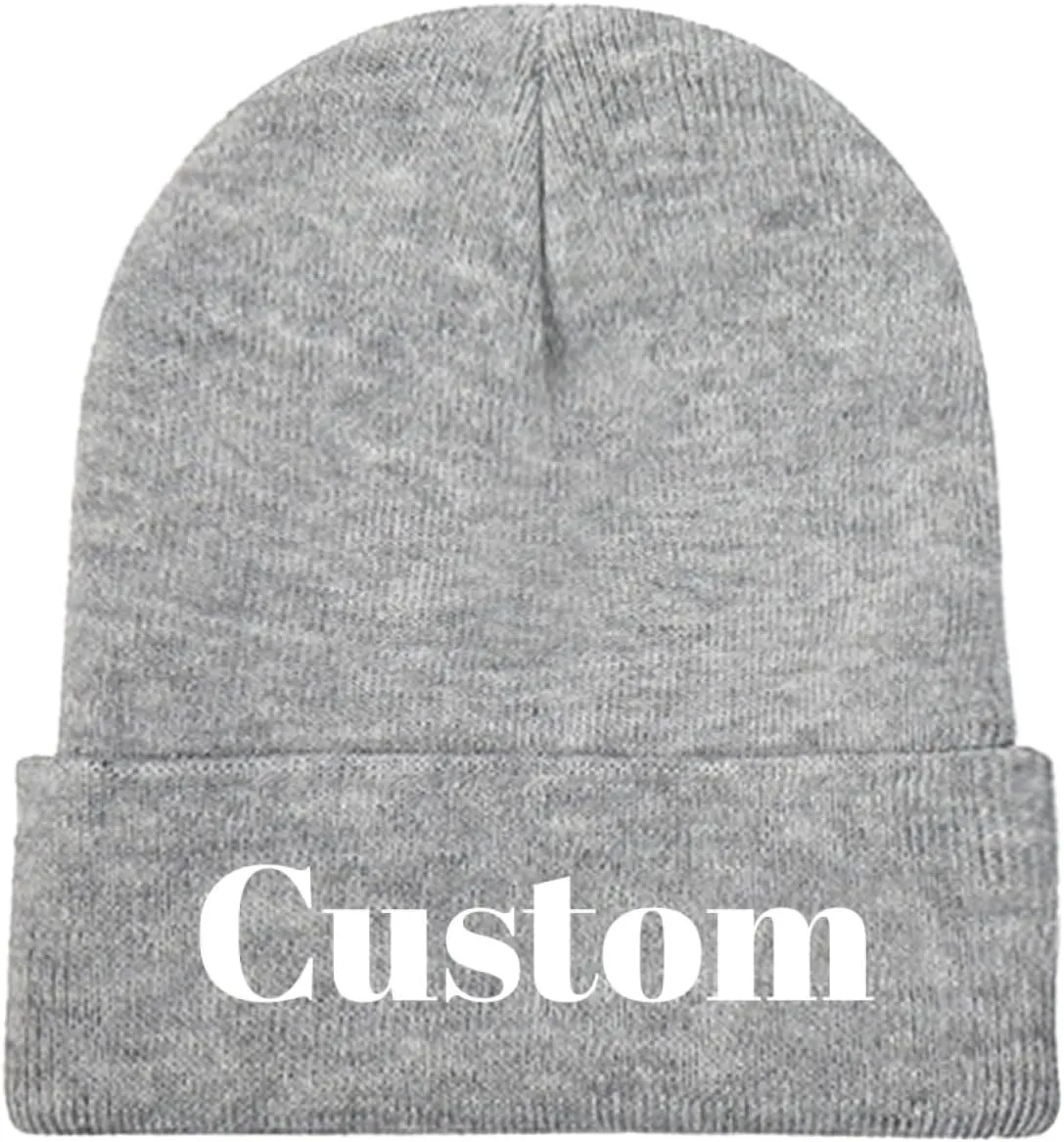 Custom Beanie Hat Personalized Winter Knitted Hat Add Design Your Own Text/Logo/Image Beanie