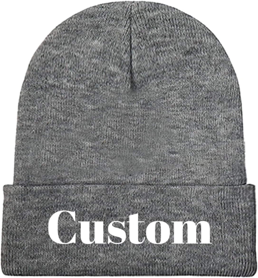 Custom Beanie Hat Personalized Winter Knitted Hat Add Design Your Own Text/Logo/Image Beanie