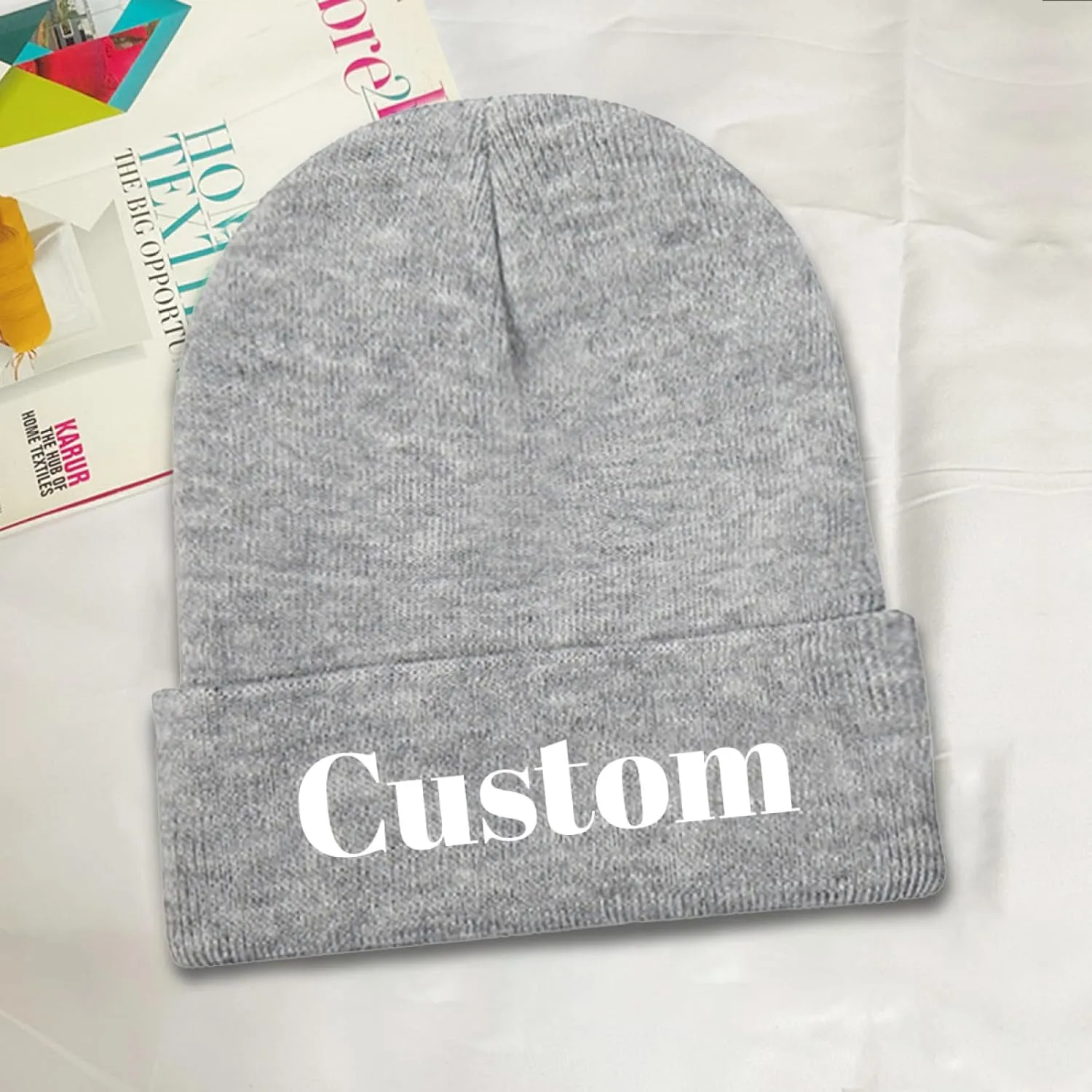 Custom Beanie Hat Personalized Winter Knitted Hat Add Design Your Own Text/Logo/Image Beanie