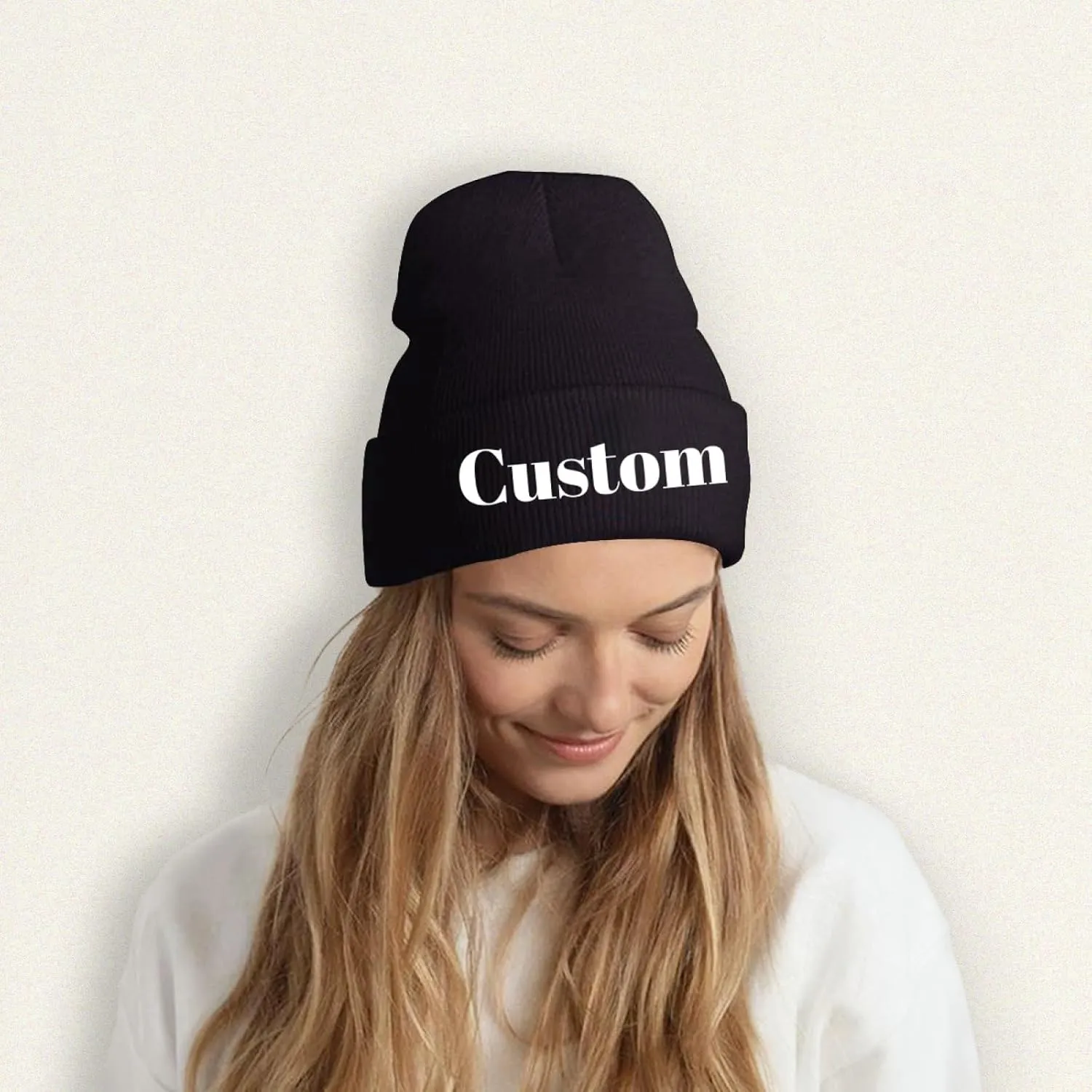 Custom Beanie Hat Personalized Winter Knitted Hat Add Design Your Own Text/Logo/Image Beanie