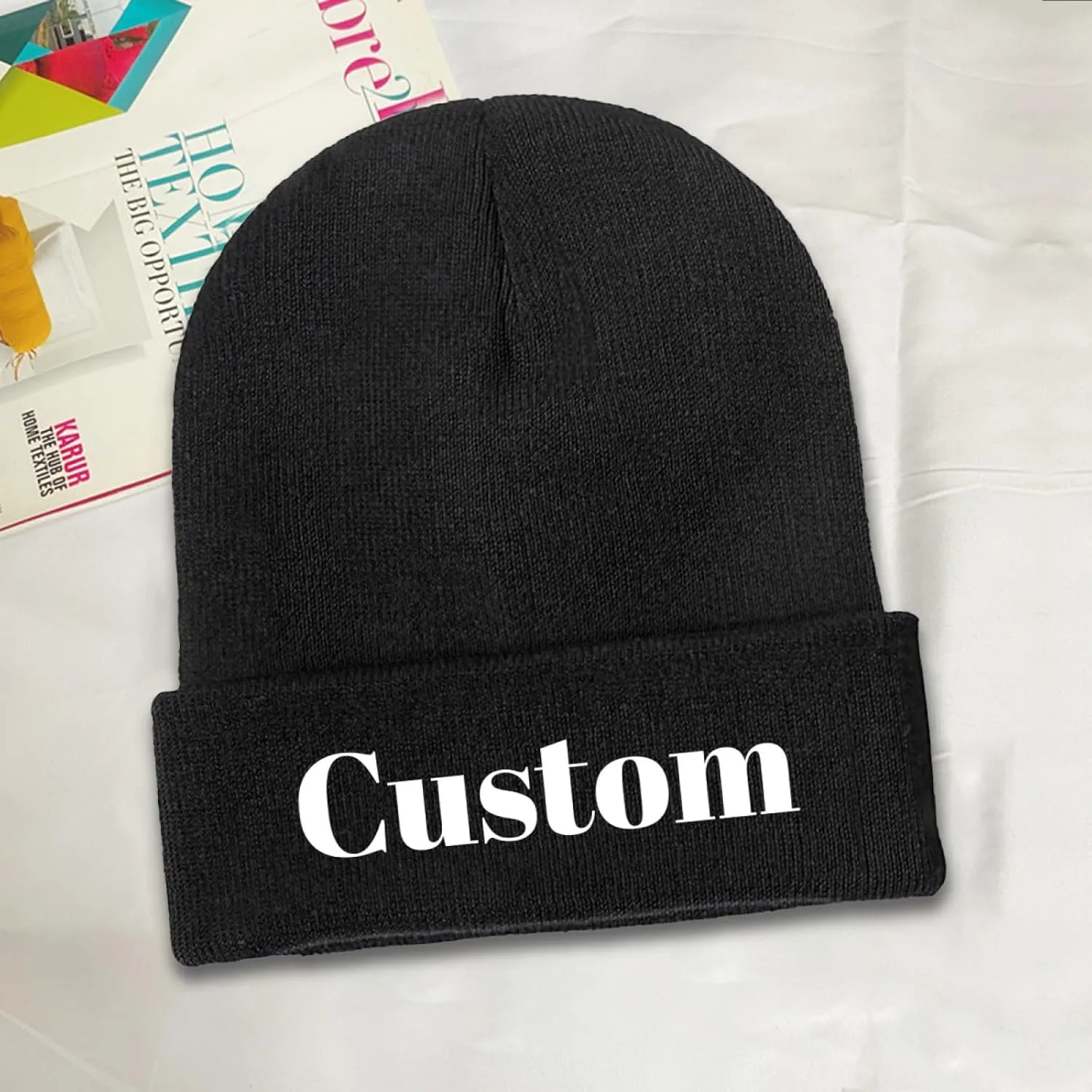 Custom Beanie Hat Personalized Winter Knitted Hat Add Design Your Own Text/Logo/Image Beanie