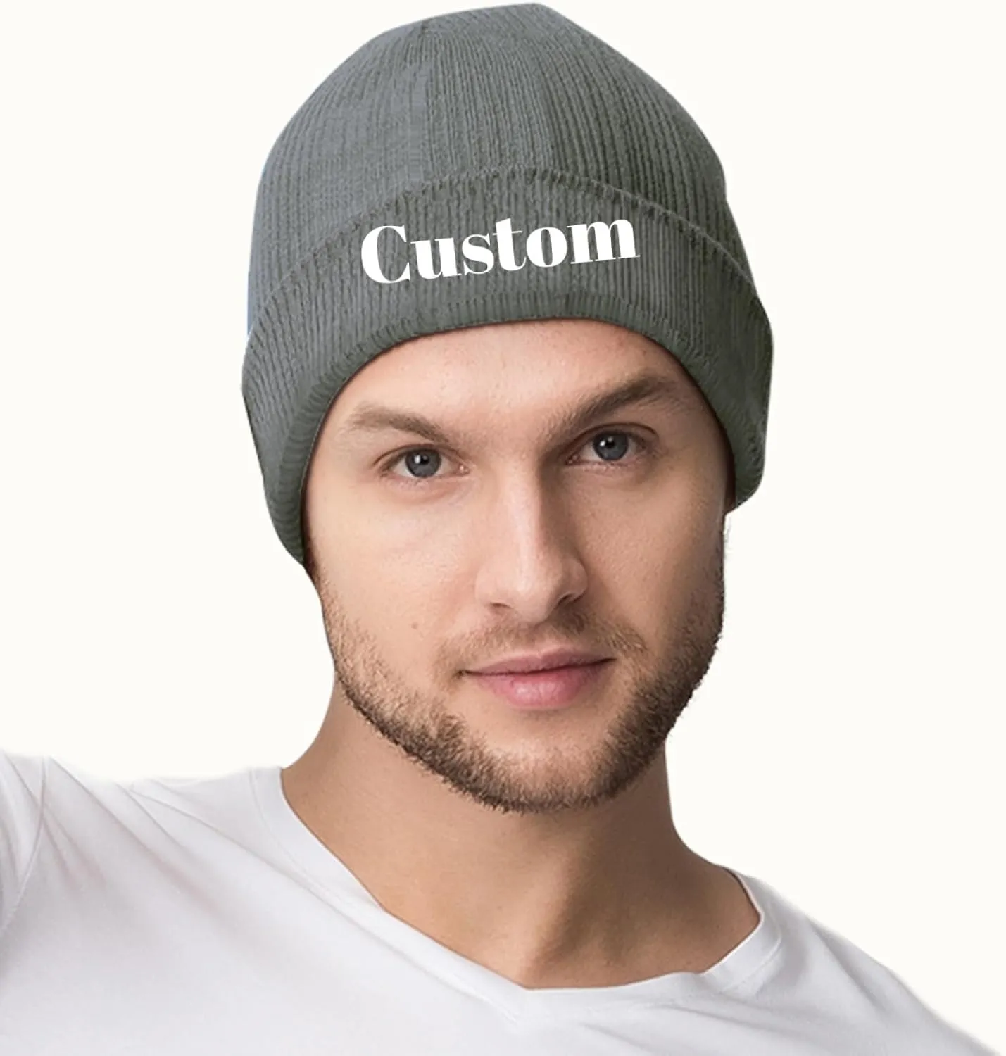 Custom Beanie Hat Personalized Winter Knitted Hat Add Design Your Own Text/Logo/Image Beanie