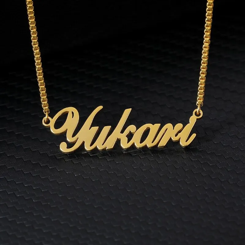 Custom Name Necklace With Box Chain