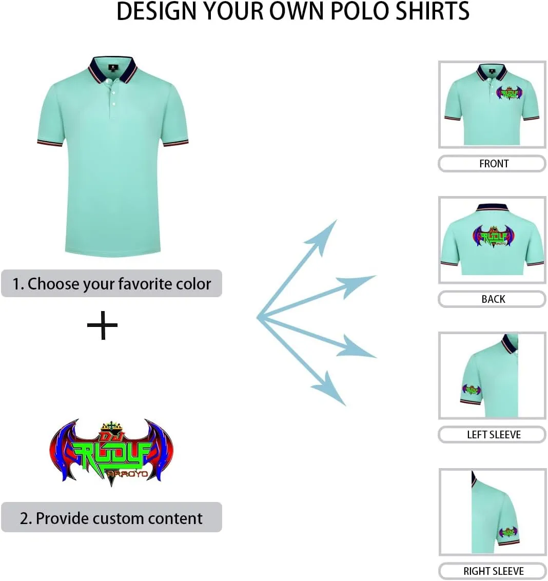 Custom Polo Shirts Design Your Own Personalized Golf Shirt with Logo/Text/Image for Men/Women