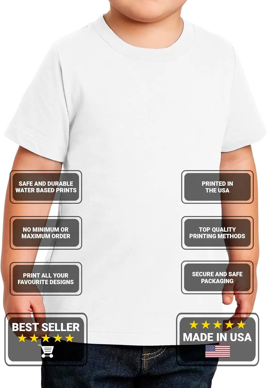 Custom Shirt for Boys Girls Toddler Personalized Your Own Image Photo Text T-Shirt Front/Back Print