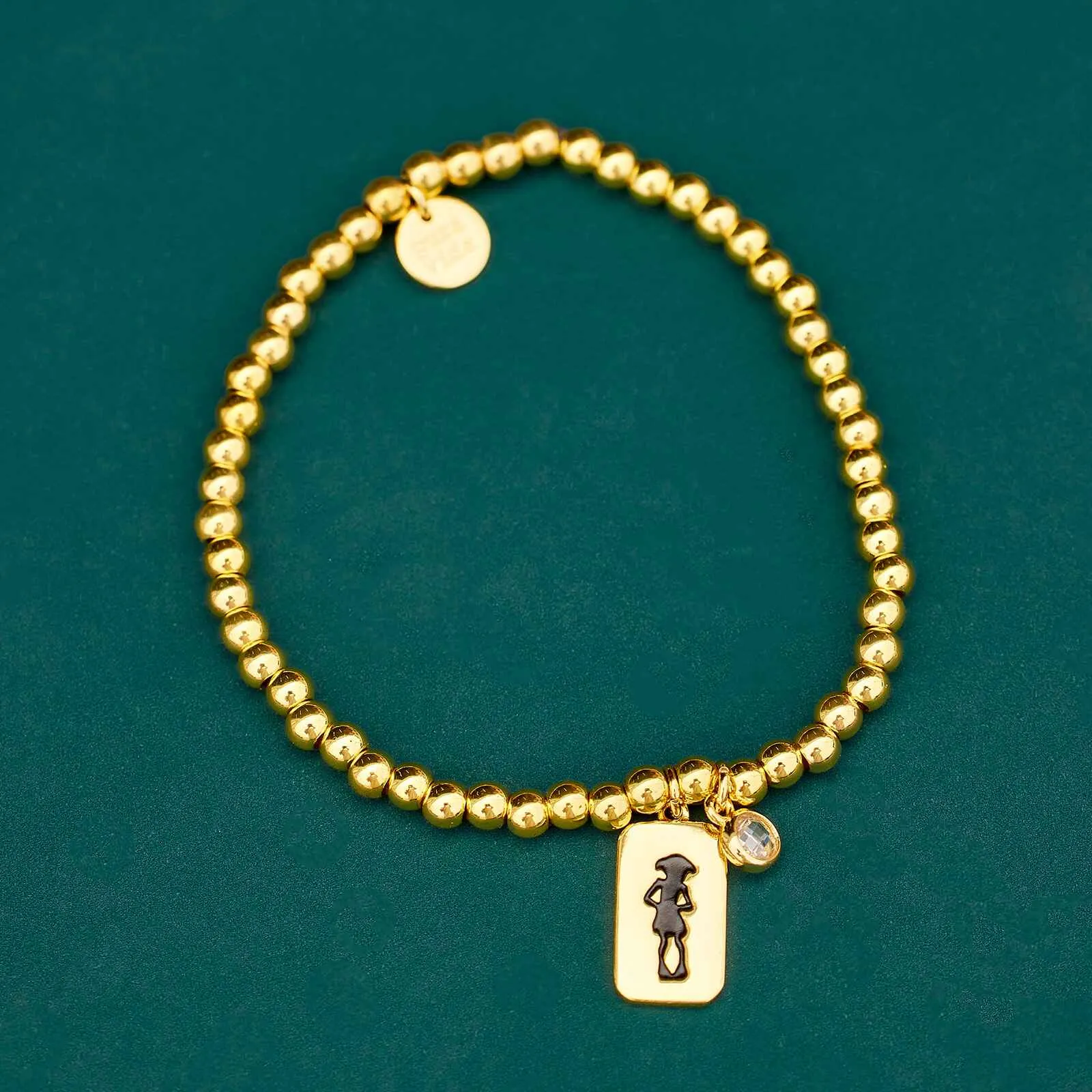 Dobby Metal Bead Stretch Bracelet