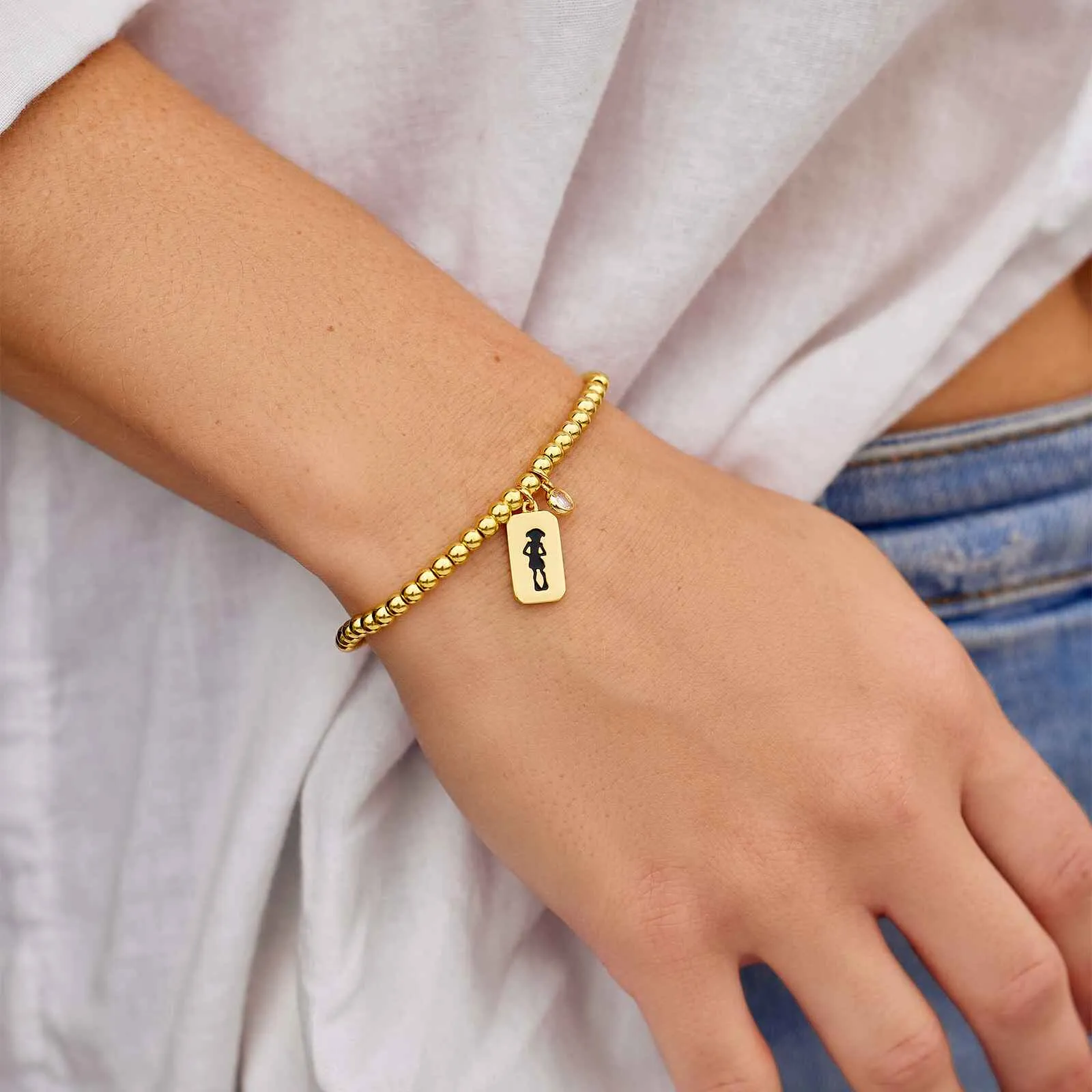 Dobby Metal Bead Stretch Bracelet