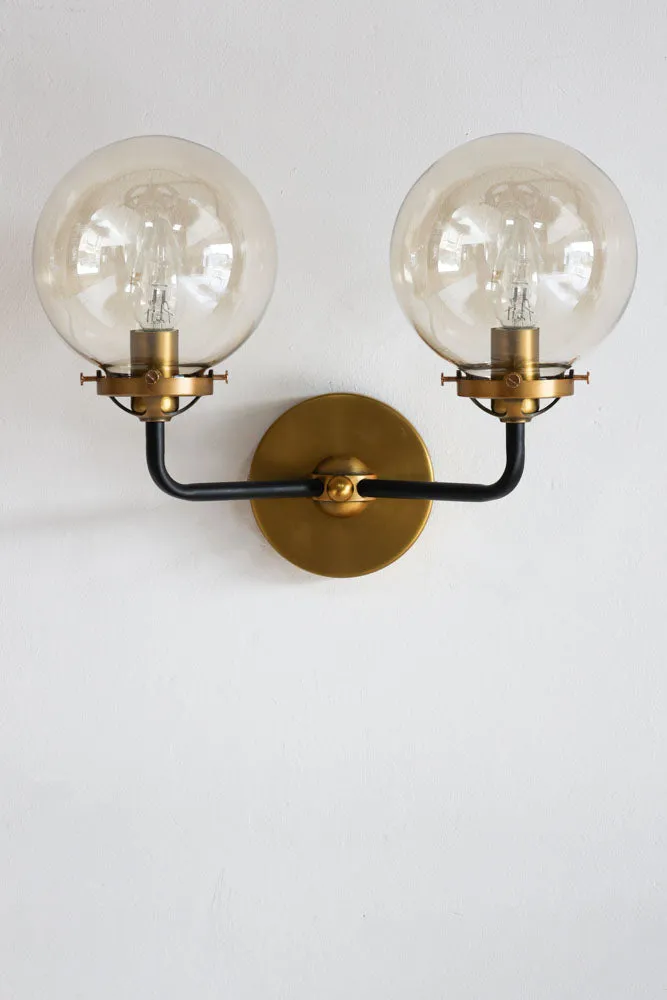 Double Globe Smoked Glass Wall Light