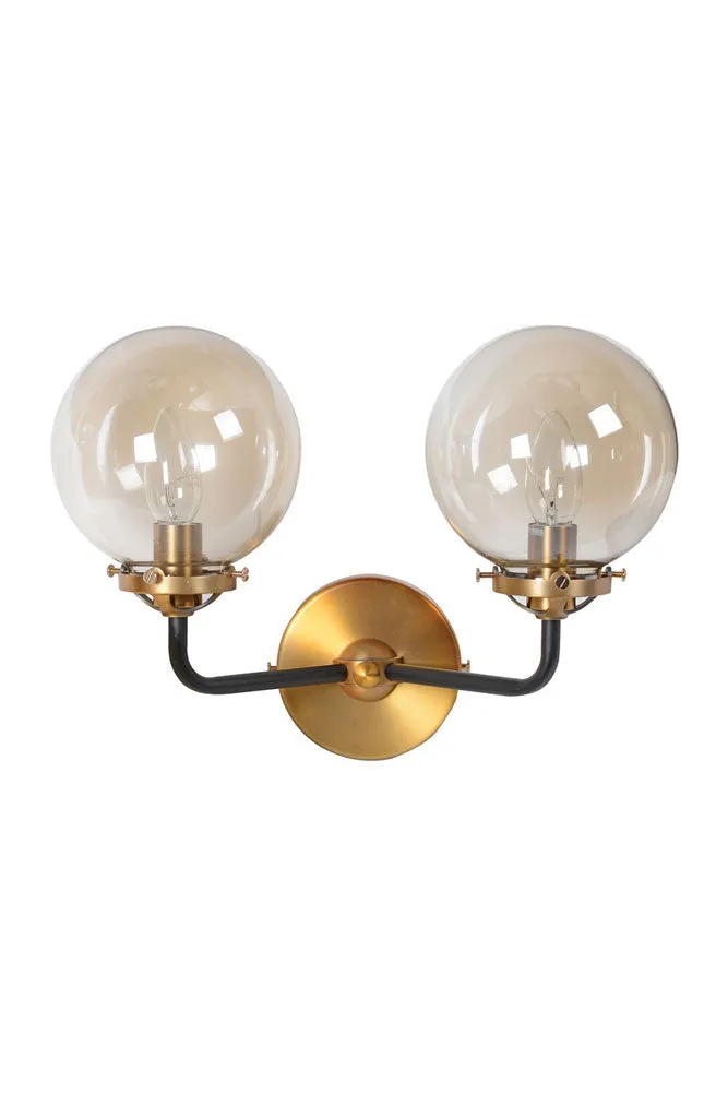 Double Globe Smoked Glass Wall Light