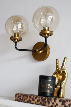 Double Globe Smoked Glass Wall Light