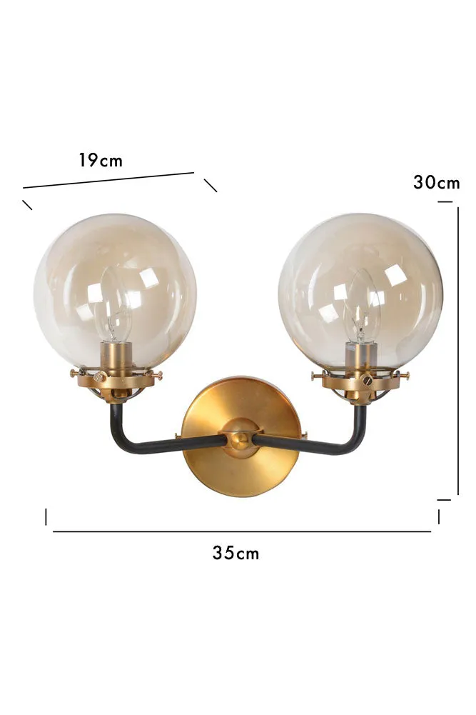 Double Globe Smoked Glass Wall Light