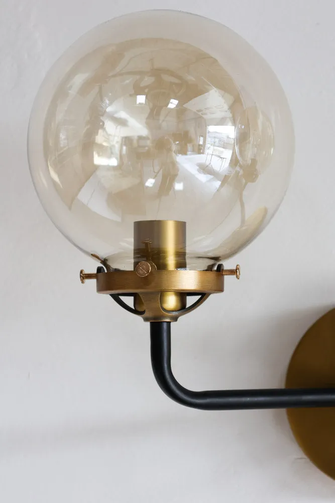Double Globe Smoked Glass Wall Light