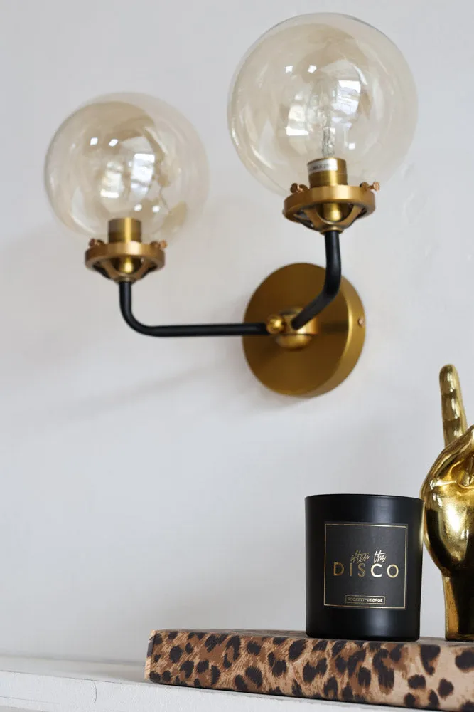 Double Globe Smoked Glass Wall Light