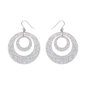 Double Hoop Glitter Drop Earrings - Iridescent