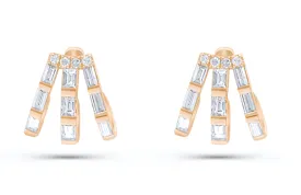 Earrings 14kt Rose Gold Cage Lobe Studs & Diamonds