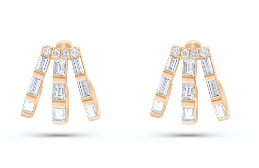 Earrings 14kt Rose Gold Cage Lobe Studs & Diamonds
