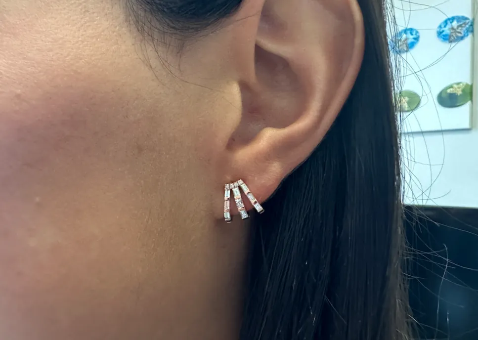 Earrings 14kt Rose Gold Cage Lobe Studs & Diamonds