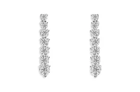 Earrings 18kt Gold 14 Graduated Diamonds Line Drops